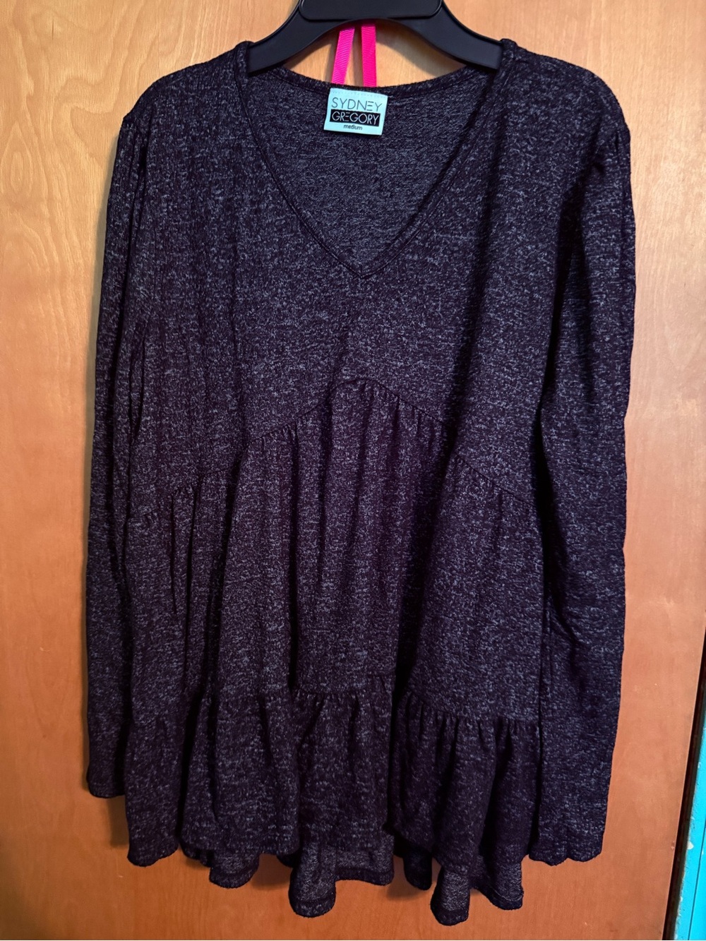 Gregory Black Marled V-Neck Knit Top